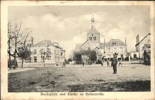 Betheniville Marktplatz und Kirche Kriegsjahre 1. Weltkrieg Grande Guerre / Betheniville /Arrond. de Reims