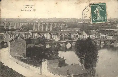 Limoges Haute Vienne Les trois ponts Stempel auf AK / Limoges /Arrond. de Limoges