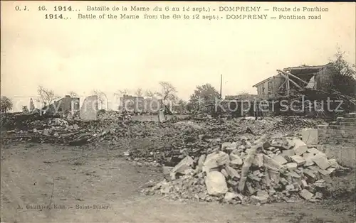 Dompremy Bataille de la Marne Ruines Route de Ponthion Grande Guerre Truemmer 1. Weltkrieg / Dompremy /Arrond. de Vitry-le-Francois