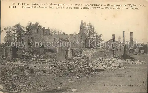 Dompremy Bataille de la Marne Ruines de l'Eglise Grande Guerre Truemmer 1. Weltkrieg / Dompremy /Arrond. de Vitry-le-Francois
