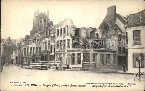 Bergues apres le bombardement Ruines Grande Guerre Truemmer 1. Weltkrieg / Bergues /Arrond. de Dunkerque