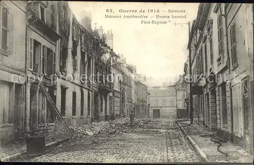 Soissons Aisne Maisons bombardees Grande Guerre 1914 Truemmer 1. Weltkrieg / Soissons /Arrond. de Soissons