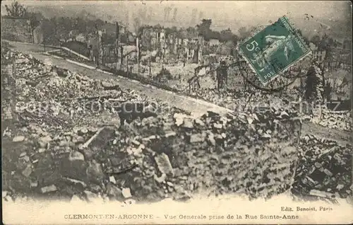 Clermont-en-Argonne Vue generale prise de la Rue Sainte Anne Grande Guerre Truemmer 1. Weltkrieg / Clermont-en-Argonne /Arrond. de Verdun