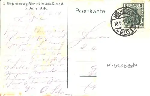 Dornach Elsass Historischer Festzug Kelten Alemannen Eingemeindungsfeier 1914 Geschichte Kuenstlerkarte / Mulhouse /Arrond. de Mulhouse