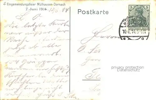 Dornach Elsass Historischer Festzug Roemer Eingemeindungsfeier 1914 Geschichte Kuenstlerkarte / Mulhouse /Arrond. de Mulhouse