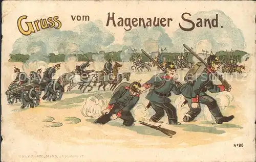 Hagenau Elsass Hagenauer Sand Truppenuebungsplatz Soldaten Militaer Kuenstlerkarte / Haguenau /Arrond. de Haguenau