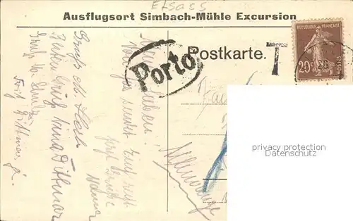 Alsting Simbach Muehle Hausterrasse mit alten Muehlsteinen Ausflugsort / Alsting /Arrond. de Forbach