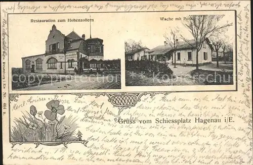 Hagenau Elsass Restauration zum Hohenzollern Wache mit Post Schiessplatz Truppen?bungsplatz / Haguenau /Arrond. de Haguenau