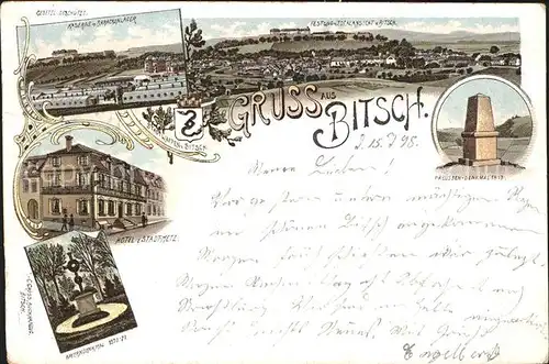 Bitsch Lothringen Kaserne Barackenlager Festung Preussen Denkmal 1813 Hotel Bayerndenkmal 1870 Stadtwappen / Bitche /Arrond. de Sarreguemines