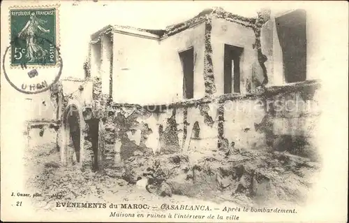 Casablanca Apres bombardement Maisons en ruines linterteur de la ville / Casablanca /