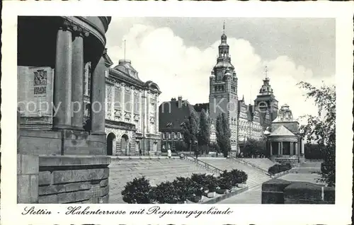 Stettin Westpommern Hakenterrasse mit Regierungsgebaeude / Szczecin /