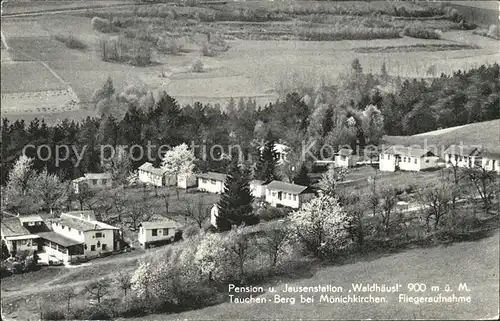 Moenichkirchen Fliegeraufnahme Pension u. Jausenstation Waldhaeusl Tauche Berg / Moenichkirchen am Wechsel /Niederoesterreich-Sued