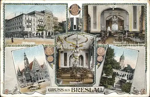 Breslau Niederschlesien Residenz-Cafe Rathaus Hotel Liebichshoehe / Wroclaw /