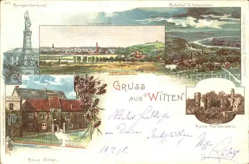 Witten Ruhr Kriegerdenkmal Ruhrthal Hohenstein Haus Ruine Hardenstein / Witten Ruhr /Ennepe-Ruhr-Kreis LKR