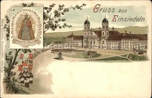 Einsiedeln SZ Kloster Gnaden-Mutter Litho / Einsiedeln /Bz. Einsiedeln