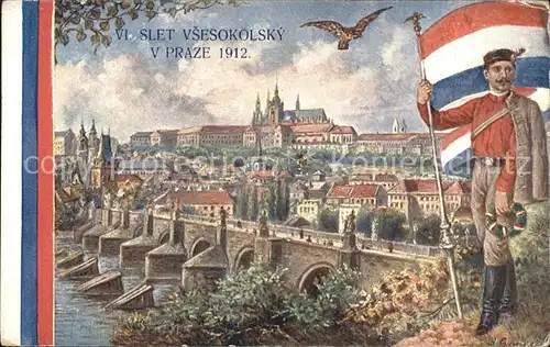 Prag Prahy Prague VI. Slet Vsesokolsky 1912 Soldat Fahne  / Praha /