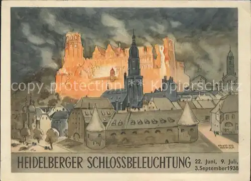 Heidelberg Neckar Heidelberger Schlossbeleuchtung Kuenstlerkarte / Heidelberg /Heidelberg Stadtkreis