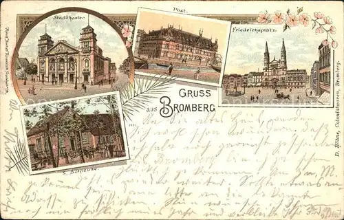 Bromberg Pommern Westpreussen Stadttheater Post Friedrichsplatz Deutsche Reichspost / Bydgoszcz /