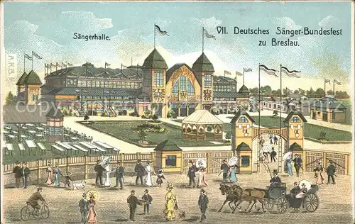 Breslau Niederschlesien Saengerhalle VII Deutsches Saenger Bundesfest 1907 Pferdekutsche / Wroclaw /