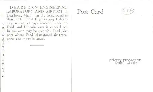 Dearborn Michigan Engineering Laboratory and Airport Fort Motor Company aerial view / Dearborn /