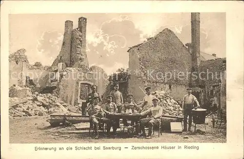 Rieding Lothringen Zerschossene Haeuser Schlacht bei Saarburg Soldaten 1. Weltkrieg / Reding /Arrond. de Sarrebourg
