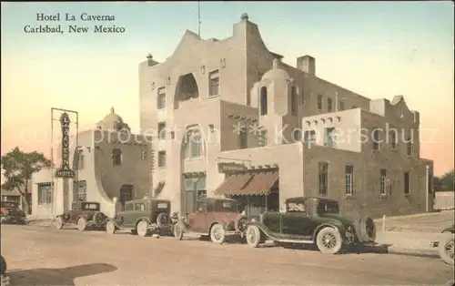 Carlsbad New Mexico Hotel La Caverna hand colored / Carlsbad /