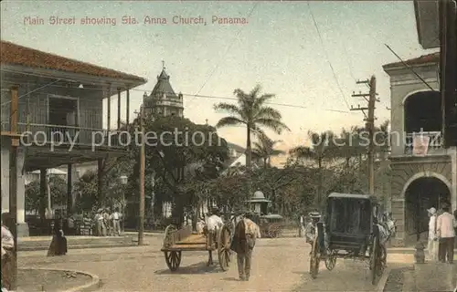 Panama City Panama Main Street showing Sta Anna Church / Panama City /