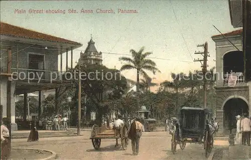 Panama City Panama Main Street showing Sta Anna Church / Panama City /