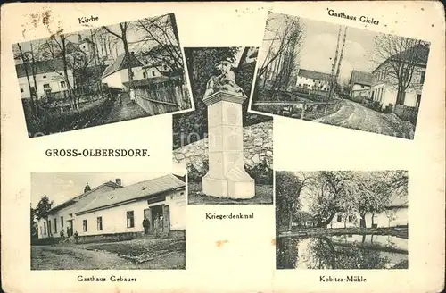 Grossolbersdorf Kirche Gasthaus Kriegerdenkmal Kobitza Muehle / Grossolbersdorf /Erzgebirgskreis LKR