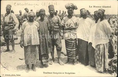 Casablanca Tirailleurs Senegalais et Senegalaises Scenes et Types Collection Le Maroc illustre / Casablanca /
