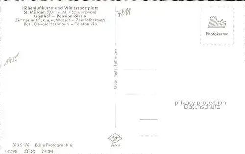 St Maergen Gasthaus Pension Roessle / St. Maergen /Breisgau-Hochschwarzwald LKR
