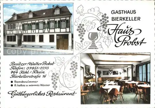 Kehl Rhein Gasthaus Bierkeller Haus Probst / Kehl /Ortenaukreis LKR