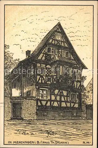 Merdingen Kuenstlerkarte Haus Th. Saladin / Merdingen /Breisgau-Hochschwarzwald LKR