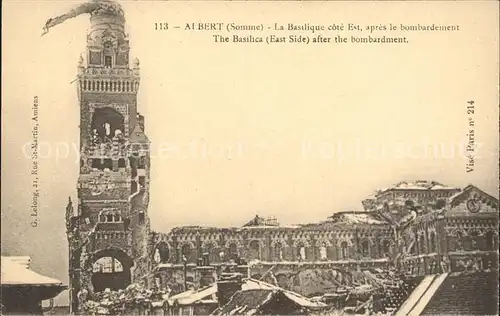 Albert Somme Basilique apres le bombardement Ruines Grande Guerre 1. Weltkrieg / Albert /Arrond. de Peronne