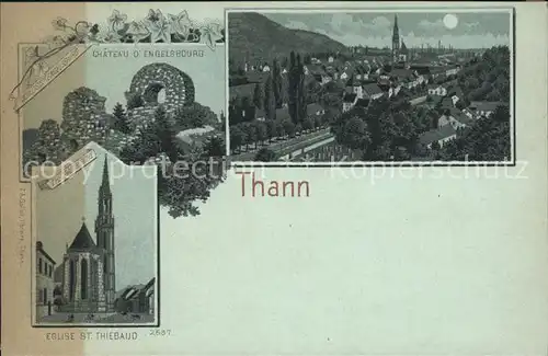 Thann Haut Rhin Elsass Vue generale Chateau d'Engelsbourg Eglise St Thiebaud / Thann /Arrond. de Thann