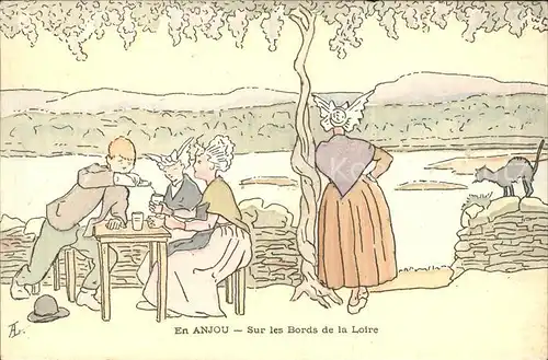 Anjou Sur les Bords de la Loire Kuenstlerkarte / Anjou /Arrond. de Vienne