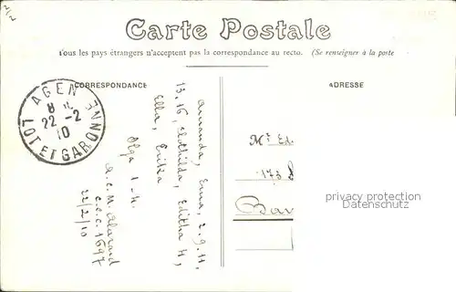 Agen Lot et Garonne Rue Palissy Stempel auf AK / Agen /Arrond. d Agen