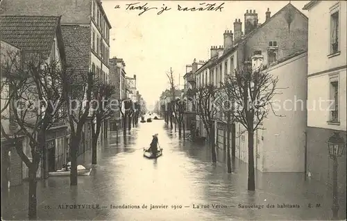 Alfortville Inondations de Janvier 1910 Rue Veron Hochwasser / Alfortville /Arrond. de Creteil