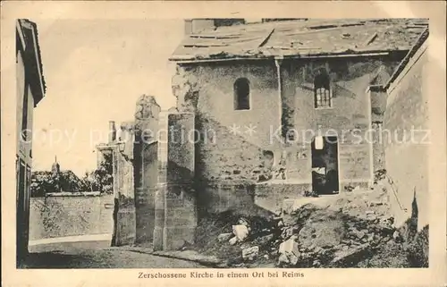 Reims Champagne Ardenne Zerschossene Kirche 1. Weltkrieg / Reims /Arrond. de Reims