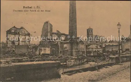 Rethel Ardennes ueberreste einer Fabrik an der Aisne 1. Weltkrieg / Rethel /Arrond. de Rethel