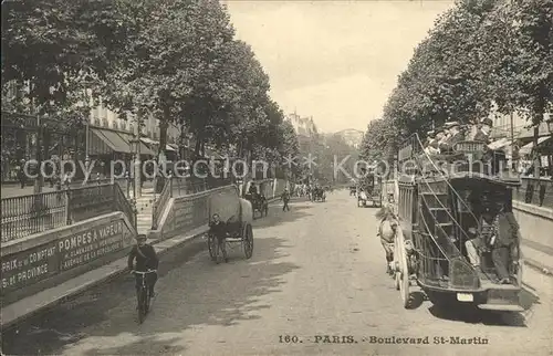 Paris Boulevard St Martin Pferdebus / Paris /Arrond. de Paris
