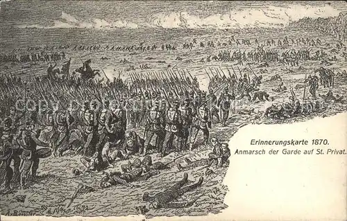 Saint-Privat-la-Montagne Anmarsch der Garde Erinnerungskarte 1870 Kuenstlerkarte / Saint-Privat-la-Montagne /Arrond. de Metz-Campagne