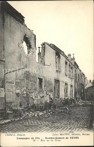 Reims Champagne Ardenne Ruines Bombardement 1914 Grande Guerre 1. Weltkrieg / Reims /Arrond. de Reims