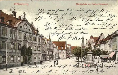 Offenburg Marktplatz Drake-Denkmal / Offenburg /Ortenaukreis LKR