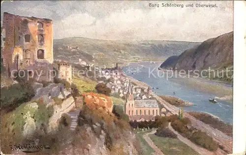 Oberwesel Rhein Burg Schoenberg / Oberwesel /Rhein-Hunsrueck-Kreis LKR