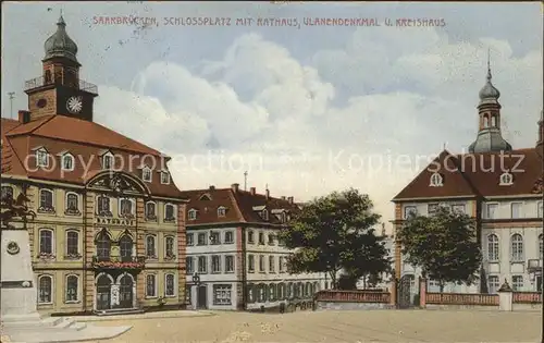 Saarbruecken Schlossplatz Rathaus Ulanendenkmal Kreishaus Kat. Saarbruecken