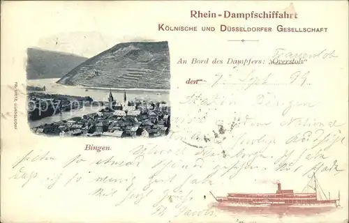 Bingen Rhein Rhein Dampfschiffahrt Koelnische Duesseldorfer Gesellschaft Dampfer Frauenlob Kat. Bingen am Rhein