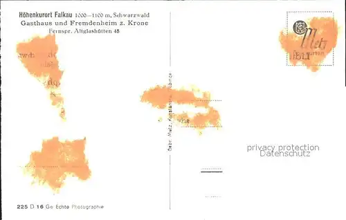 Falkau Gasthaus z. Krone Kat. Feldberg (Schwarzwald)