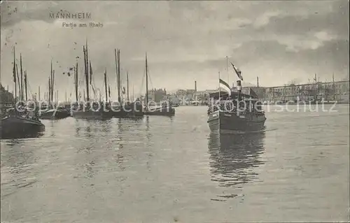 Mannheim Partie am Rhein Segelboote Dampfer Kat. Mannheim