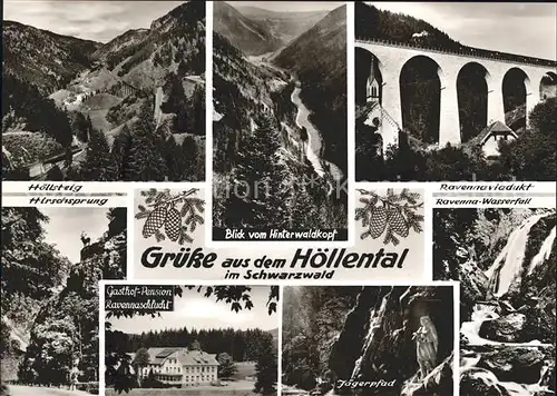 Hinterzarten Breitnau Blick vom Hinterwaldkopf Ravennaviadukt Hoellsteig Hirschsprung Kat. Hinterzarten